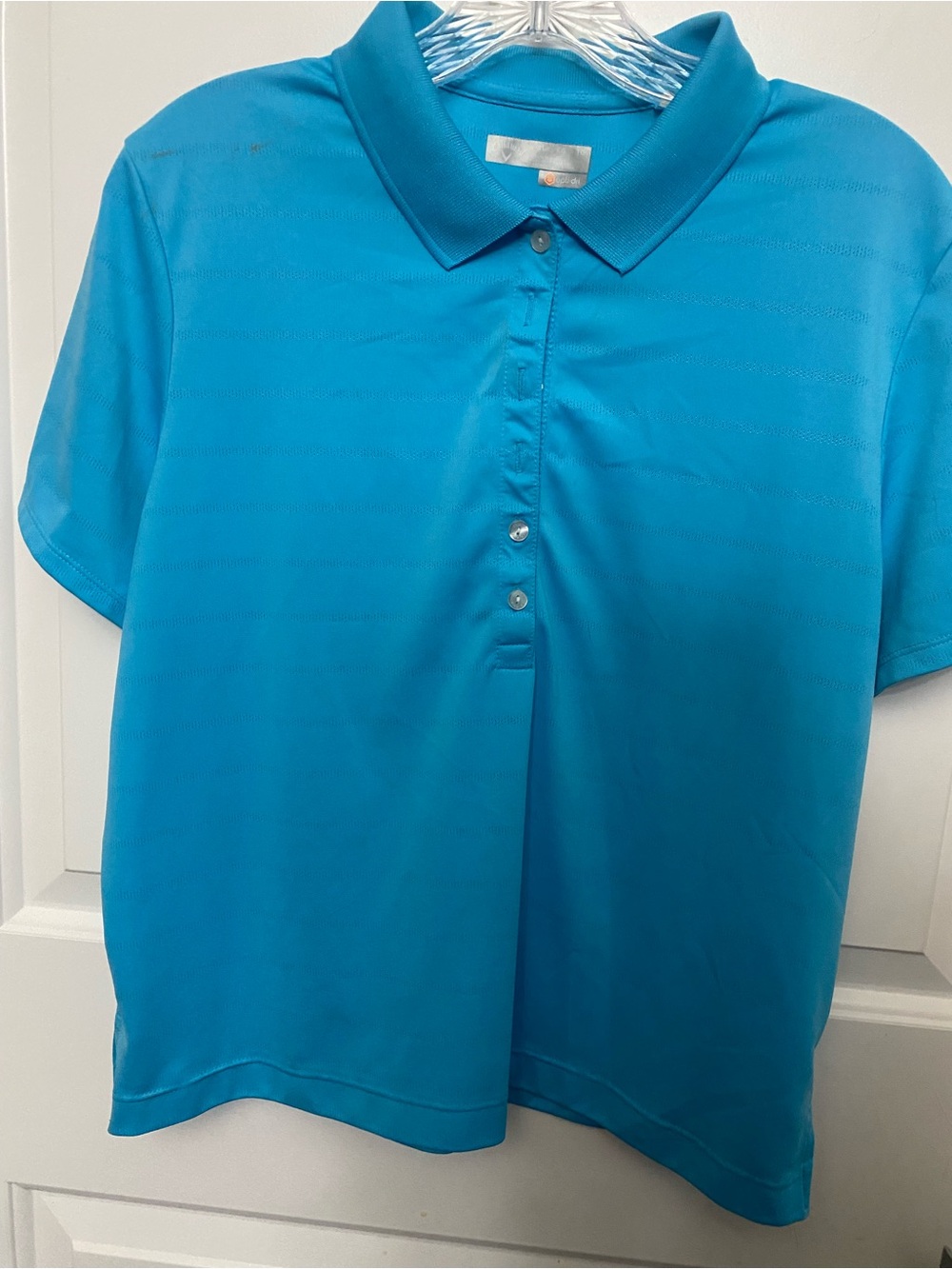 Calloway Teal Blue Short-Sleeve Button Down Golf Polo